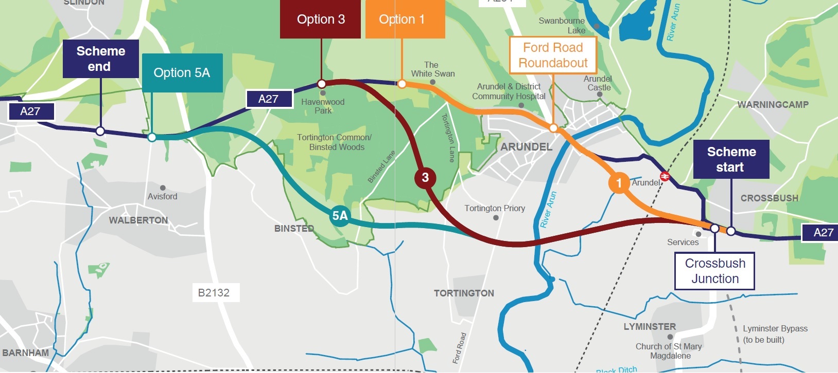 Arundel Bypass Highways England Schematic Map 